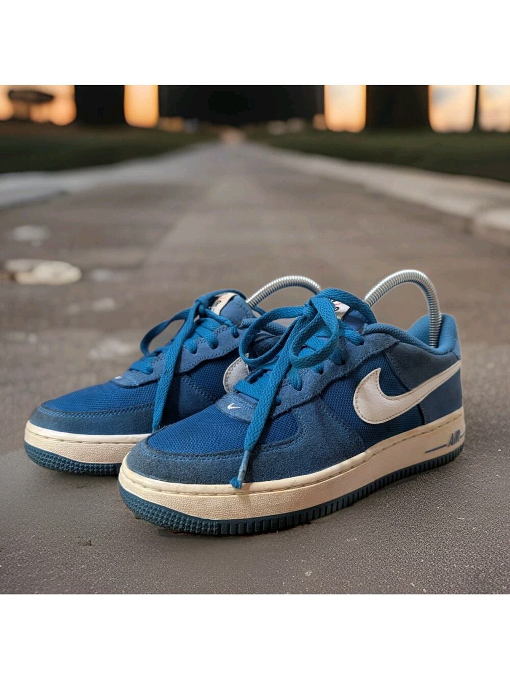 Nike Air Force 1 AF1 Low Shoes Boys SZ 5.5Y Women 8.5 Star Blue Basketball Shoes
